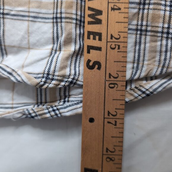 Superdry Men's White/Beige/Black Long Sleeve Plaid Button Up Shirt, Large - Picture 6 of 6